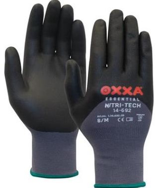 OXXA® Nitri-Tech 14-692 handschoen - zwart/grijs - 8/m