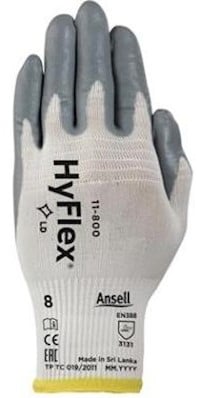 Ansell HyFlex 11-800 handschoen - grijs/wit - 10