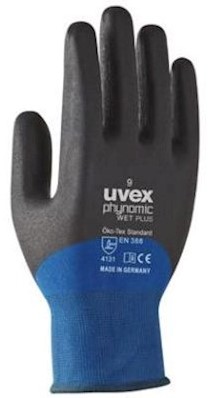 uvex phynomic wet plus handschoen - zwart/blauw - 11