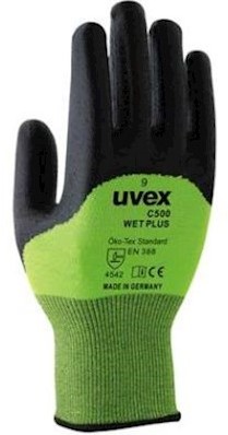 uvex C500 wet plus handschoen - zwart/groen - 8