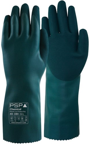 PSP 40-380 Chemical Nitrile Cut Protect Pro werkhandschoen - groen - 9/l
