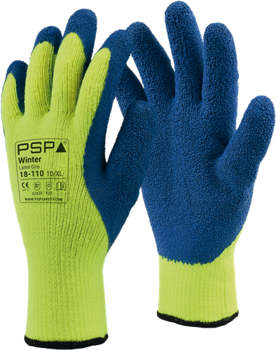 PSP 18-110 Winter Latex Winterhandschoen - hi-vis geel/blauw - 10/xl
