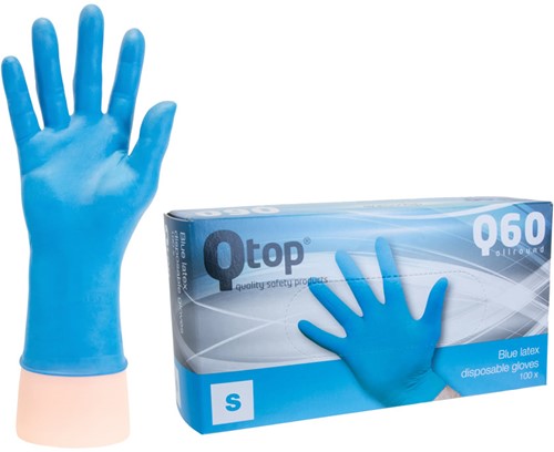 Latex Handschoenen blauw gepoederd - 7/s