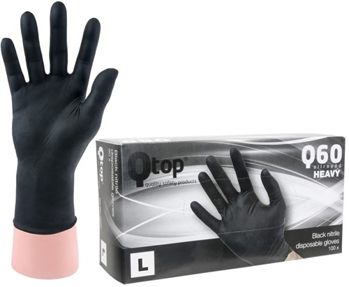 Qtop Q60 Heavy Nitril Zwarte Handschoenen - 9/l