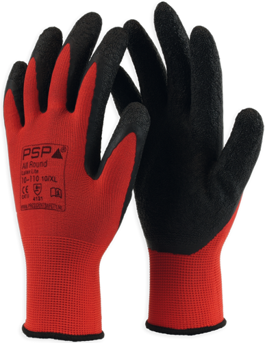 PSP 10-110 Allround Latex Lite Werkhandschoen - rood/zwart - 8/m