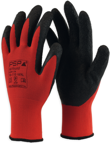 PSP 10-110 Allround Latex Lite Werkhandschoen - rood/zwart - 7/s
