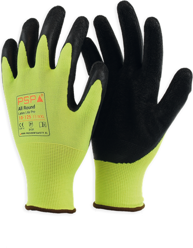 PSP 10-125 Allround Top Latex Lite Werkhandschoen - hi-vis geel/zwart - 11/xxl