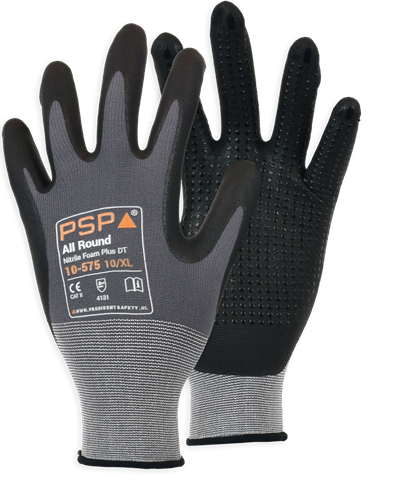 PSP 10-575 Allround Nopjes Nitril Schuim Werkhandschoen - grijs/zwart - 10/xl