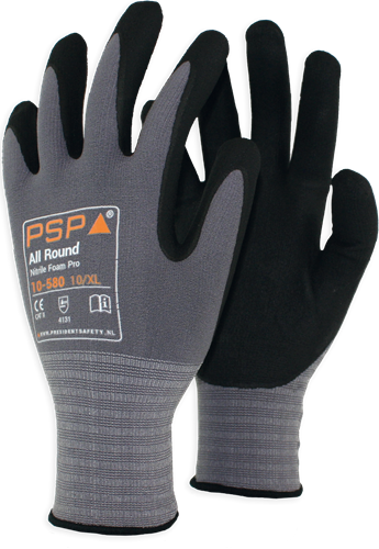 PSP 10-580 Allround Top Nitril Schuim Werkhandschoen - grijs/zwart - 8/m