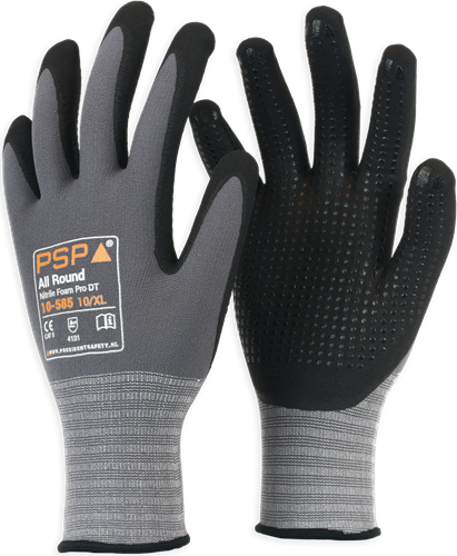 PSP 10-585 Allround Nopjes Top Nitril Schuim Werkhandschoen - grijs/zwart - 10/xl