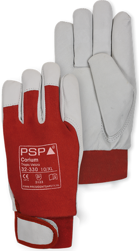 PSP 32-330 Leren Tropic Werkhandschoen Met Velcro Sluiting - rood/naturel - 10/xl
