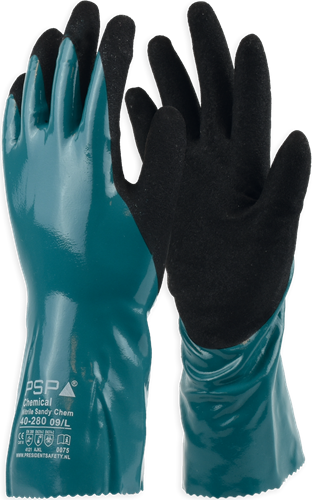 PSP 40-280 Chemical Top Sandy Nitril Werkhandschoen - groen-blauw/zwart - 11/xxl