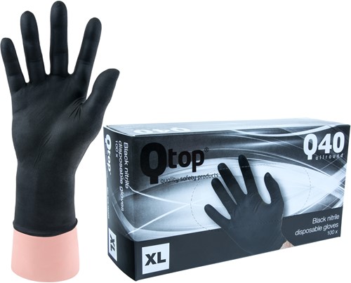 Qtop Q40 Zwarte Nitrile Handschoenen - 10/xl