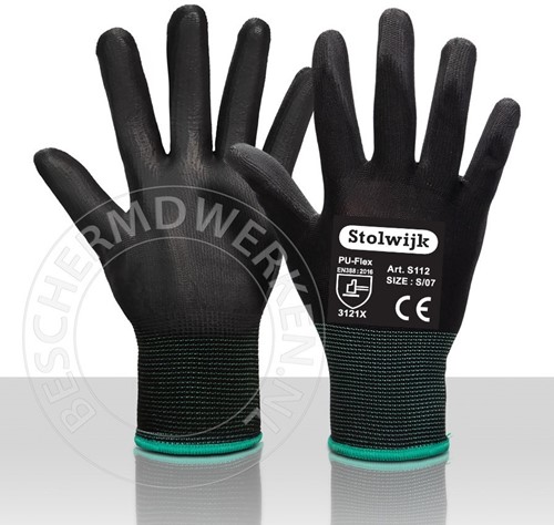 Stolwijk S112 PU-Flex werkhandschoenen - zwart - 8/m